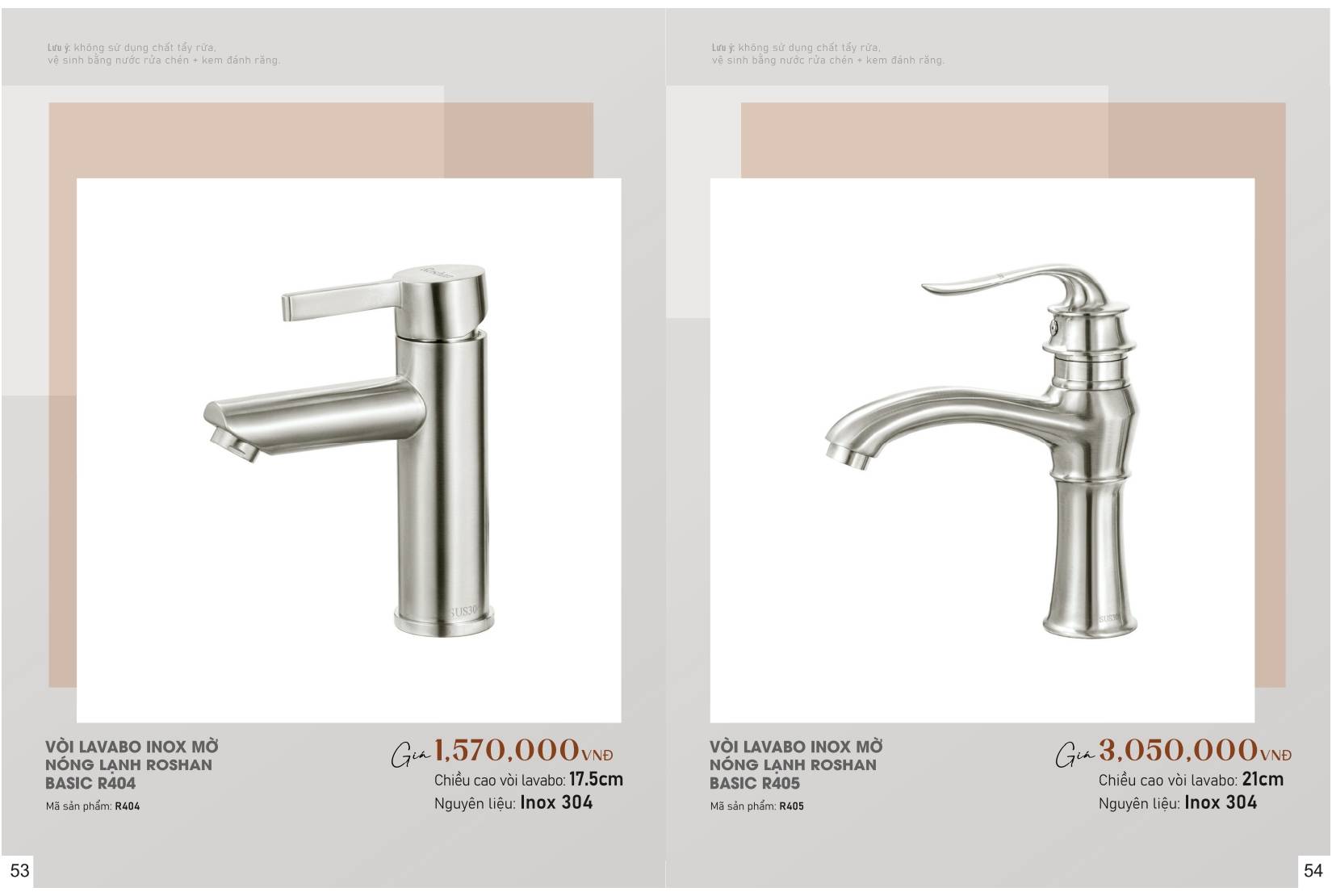 Sen vòi và phụ kiện phòng tắm ROSHAN Catalogue và Bảng giá mới nhất /Page 29 (Roshan R404 / R405)